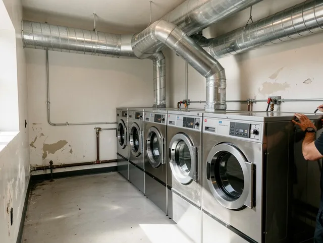 Lake Elsinore Dryer Vent Cleaning team performing large-scale commercial dryer vent cleaning in Lake Elsinore