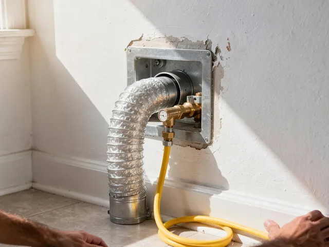 Lake Elsinore Dryer Vent Cleaning certified technician performing specialized gas dryer vent cleaning in Lake Elsinore